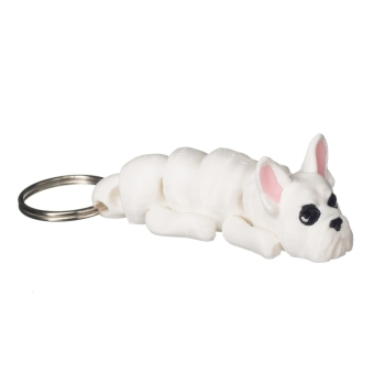 Brelok 3D buldog francuski biały | brelok pies 6,5 cm